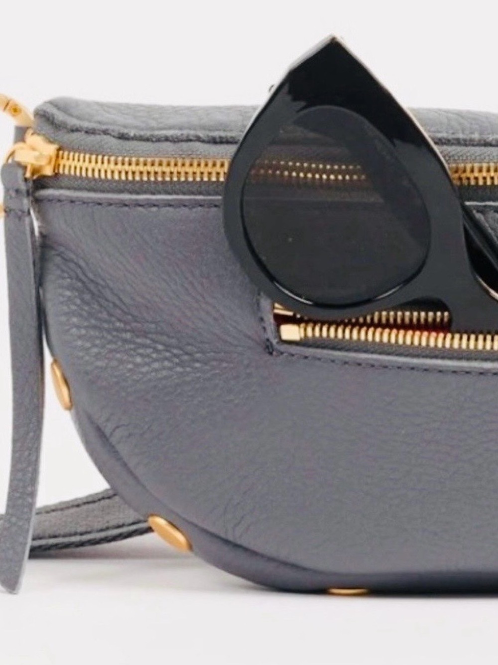 🆕 ✨HAMMITT Charles Medium Sonnet Grey Leather Brushed Gold Crossbody Bag - Picture 3 of 11